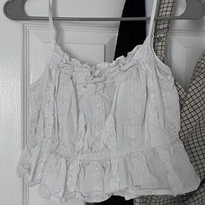 White Lace Trimmed Women's Top